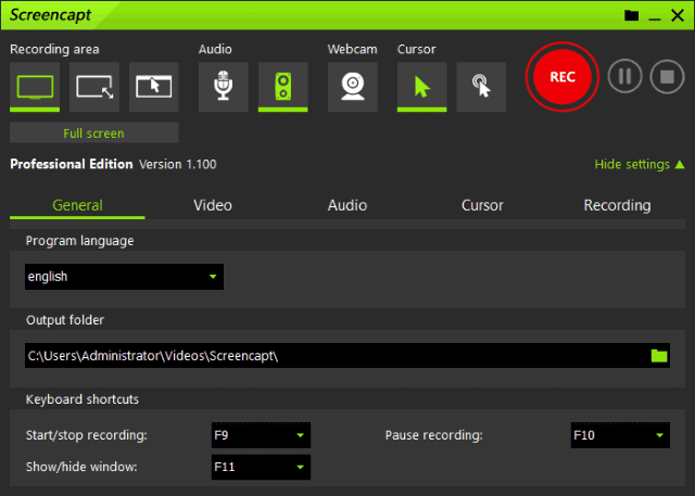 ASCOMP Screencapt Pro(屏幕捕捉录制工具) v2.000 便携版-私藏阁